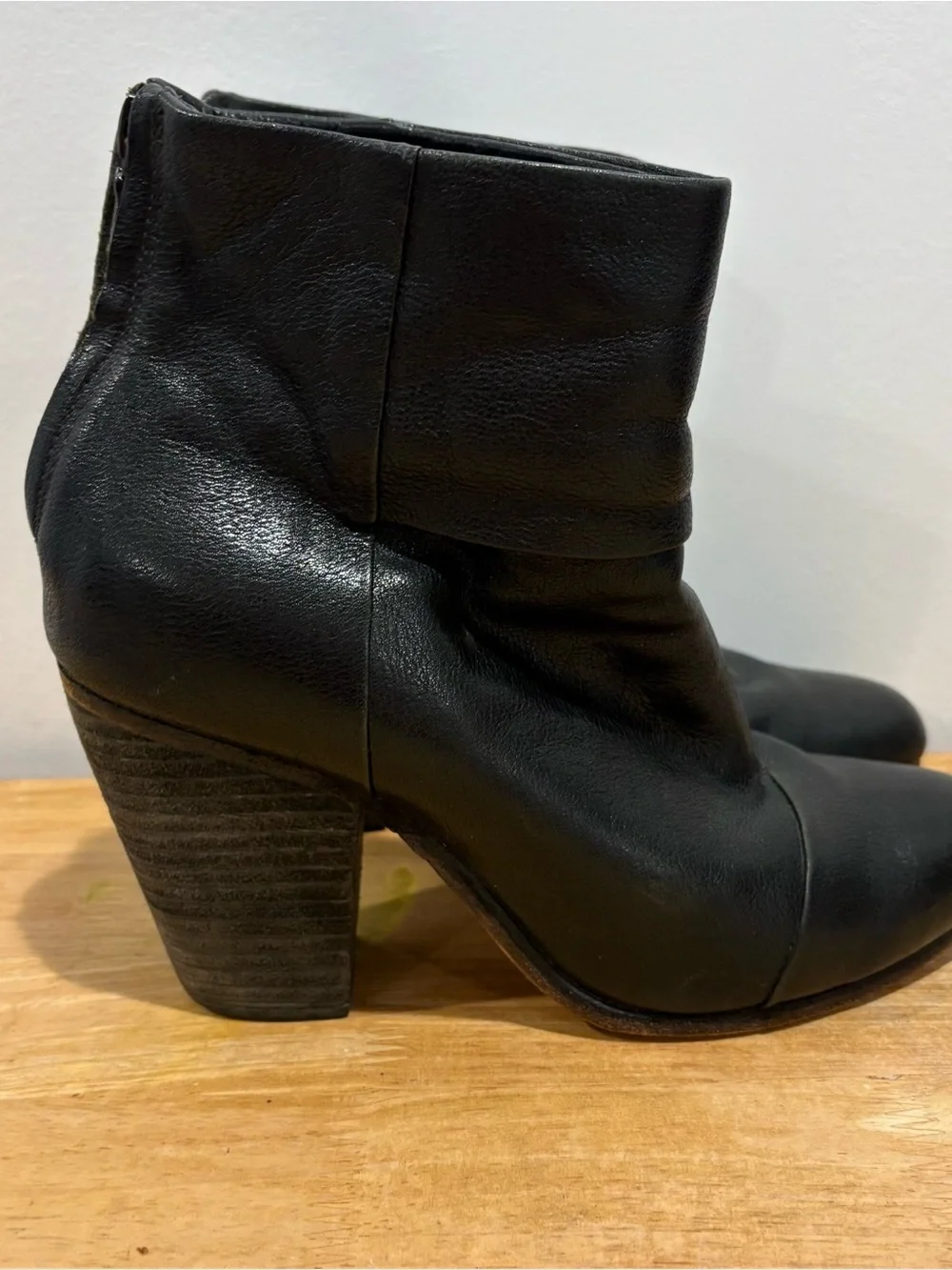 Rag & Bone Newbury Black Leather Ankle Boots with dust bags